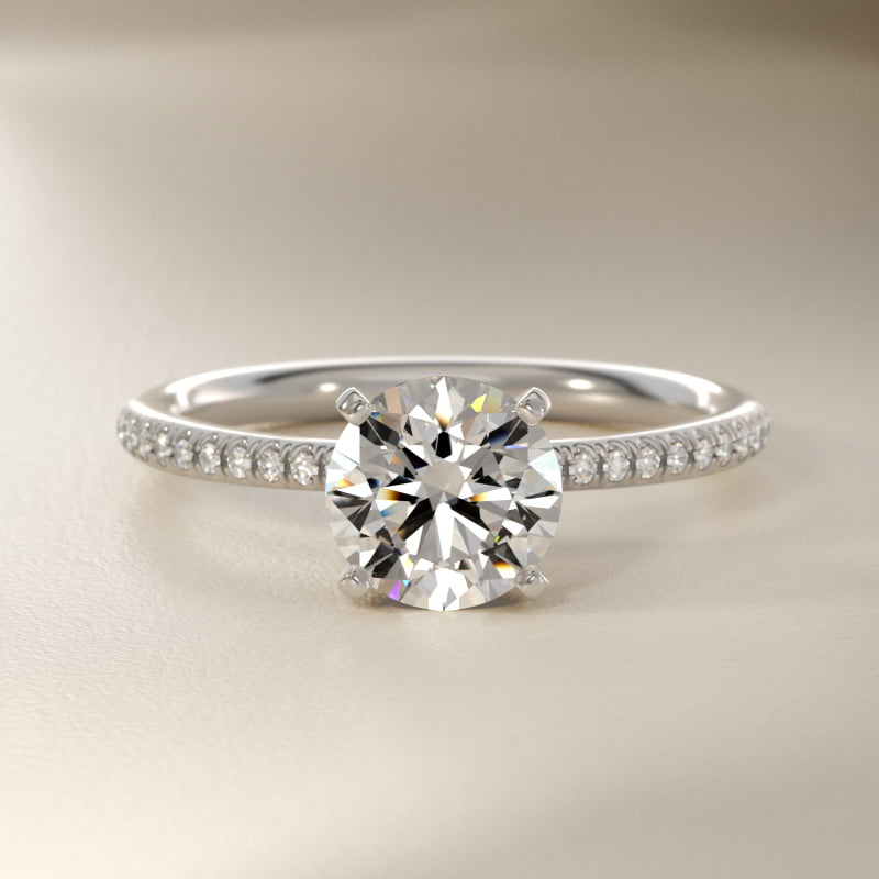 Petite Micropavé Diamond Engagement Ring in 14k White Gold (1/10 ct. tw.)