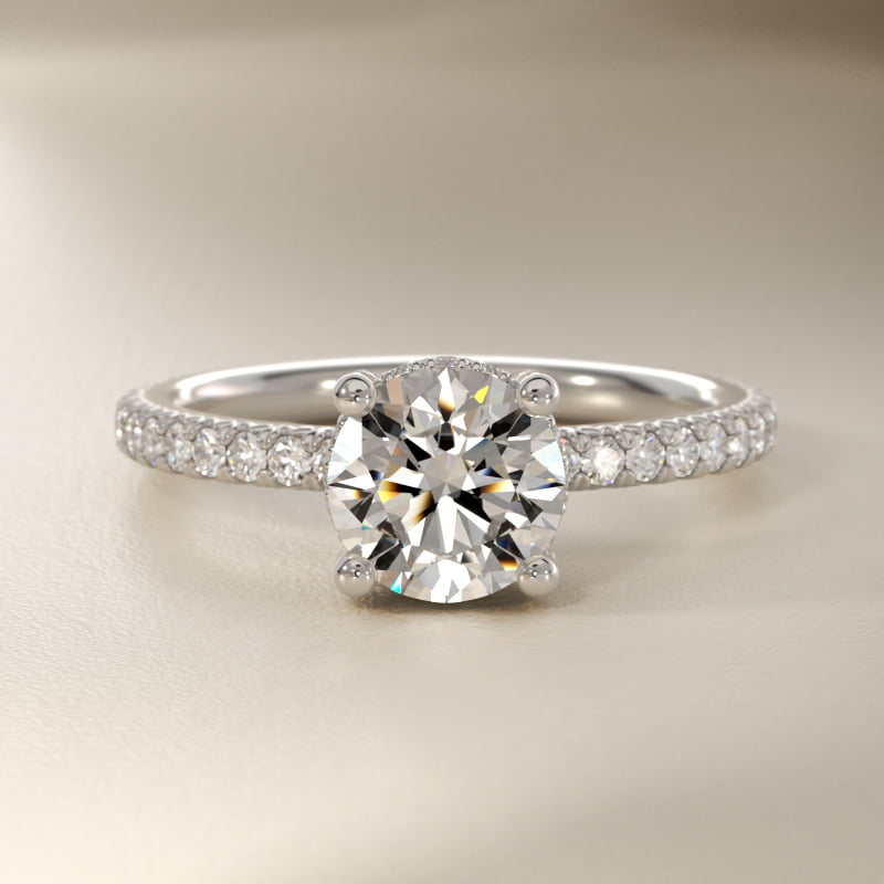 Blue Nile Studio Petite French Pavé Crown Diamond Engagement Ring in Platinum (1/3 ct. tw.)