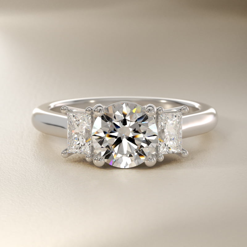 Three-Stone Elongated Princess Diamond Engagement Ring in 14K White Gold (1/2 ct. tw.)