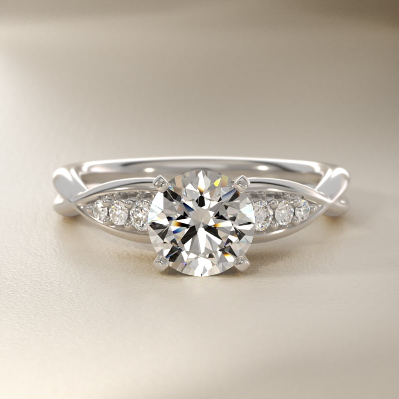 Delicate Twist Petite Diamond Engagement Ring in 14k White Gold (1/10 ct. tw.)