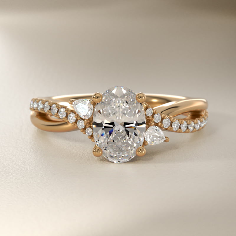 Romantic Diamond Floral Asymmetrical Twist Engagement Ring in 14k Yellow Gold (1/4 ct. tw.)