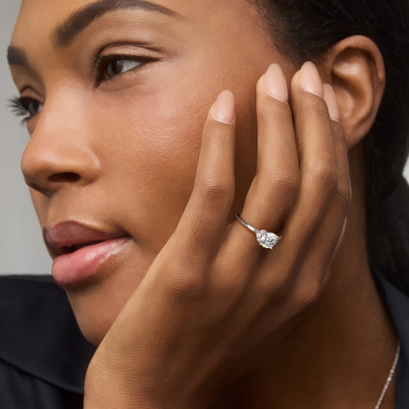 Demi Cluster Round Diamond Engagement Ring in 14k White Gold