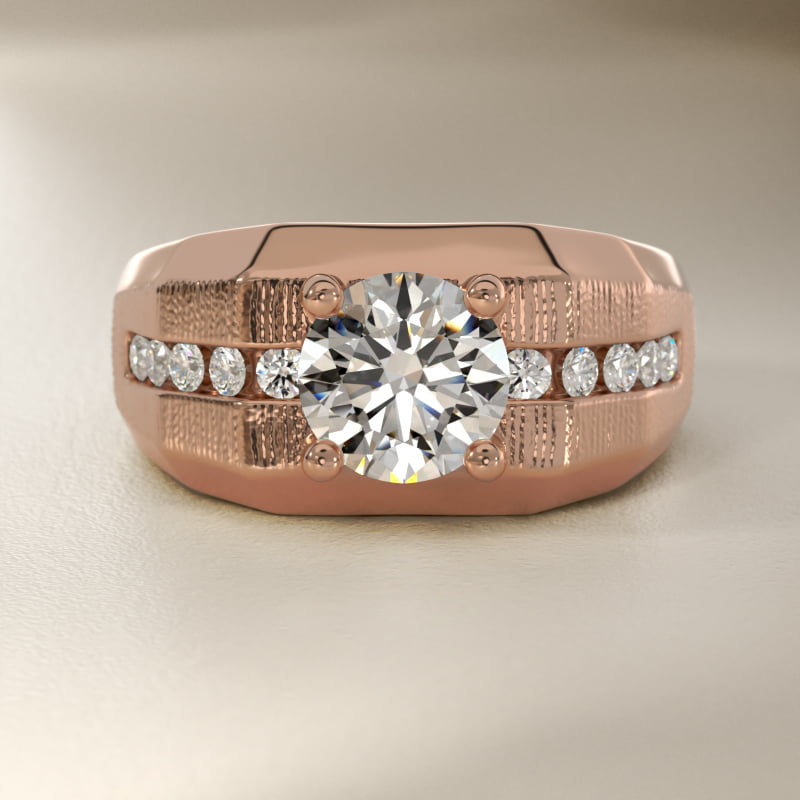 Men's Brushed Finish Diamond Channel Engagement Ring in 14k Rose Gold (1/4 ct. tw.)