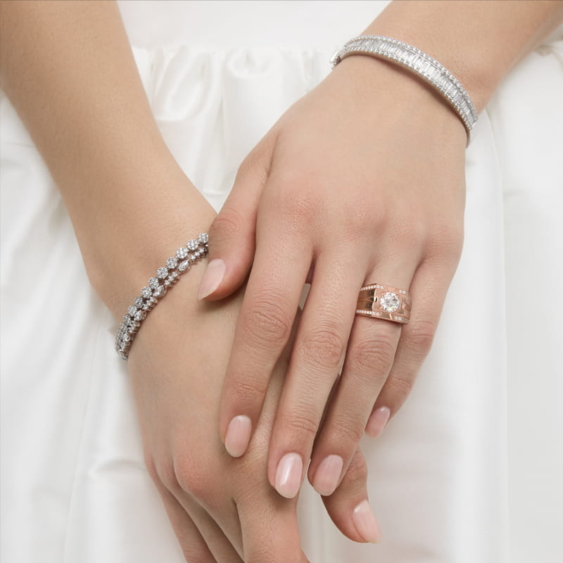 Men's Grooved Diamond Channel Engagement Ring in 14K Rose Gold (1/4 ct. tw.)