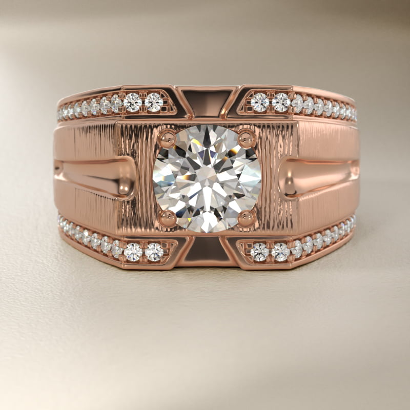 Men's Grooved Diamond Channel Engagement Ring in 14K Rose Gold (1/4 ct. tw.)