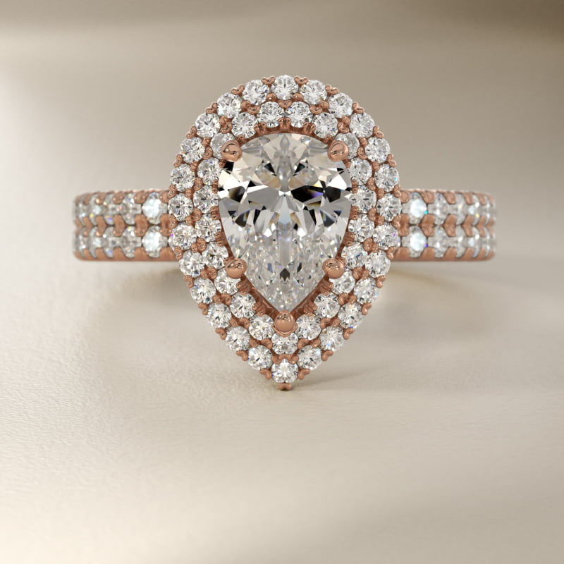 Blue Nile Studio Double Halo Gala Diamond Engagement Ring in 14k Rose Gold (7/8 ct. tw.)