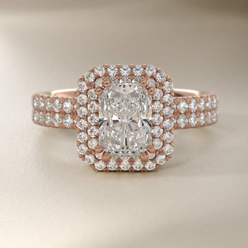 Blue Nile Studio Double Halo Gala Diamond Engagement Ring in 14k Rose Gold (7/8 ct. tw.)