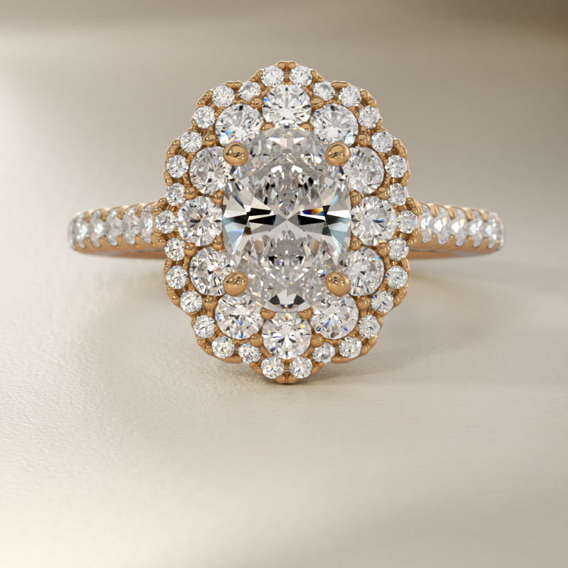 Vintage Diamond Halo Engagement Ring in 14k Yellow Gold (5/8 ct. tw.)