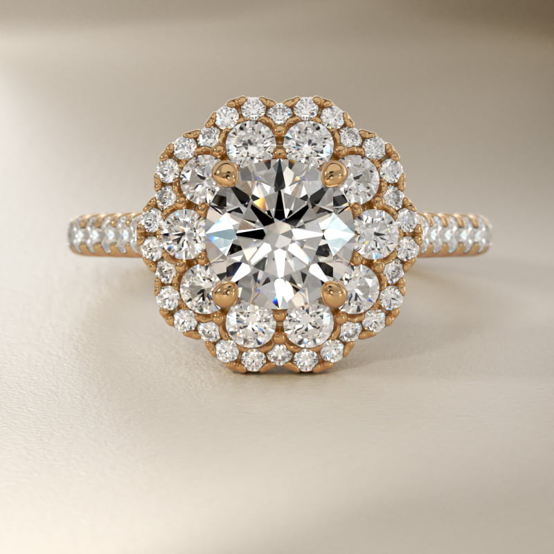 Vintage Diamond Halo Engagement Ring in 14k Yellow Gold (5/8 ct. tw.)