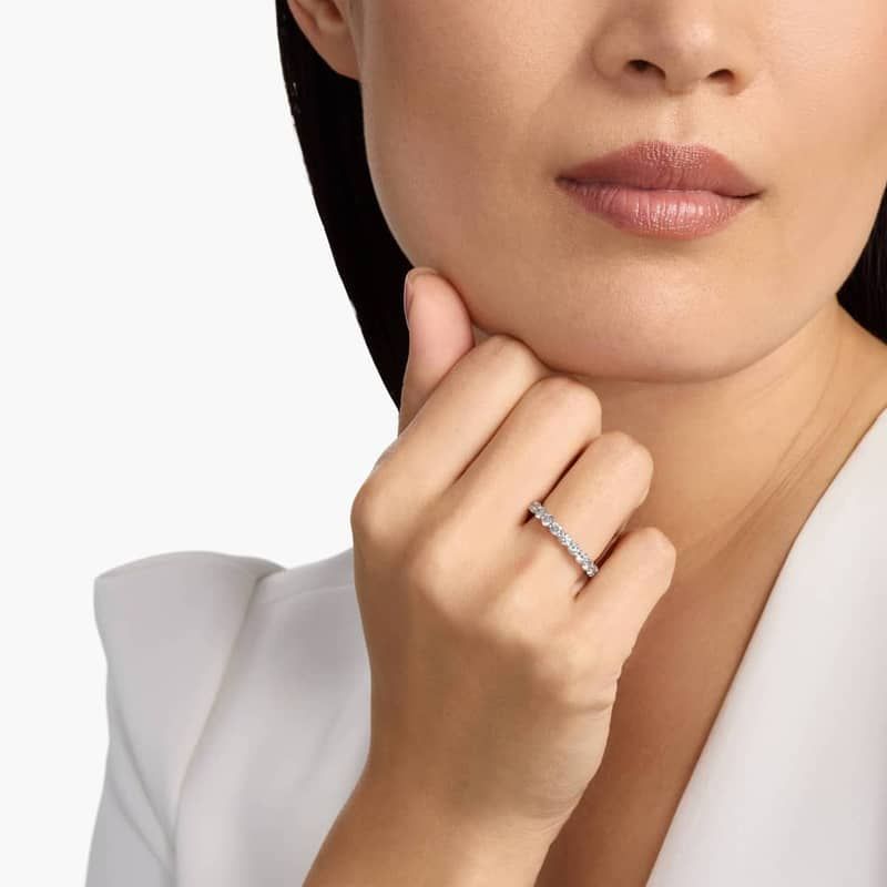 Low Dome Basket Lab-Grown Diamond Eternity Ring In 14K White Gold (2 Ct. tw. - F-G / VS2-SI1)