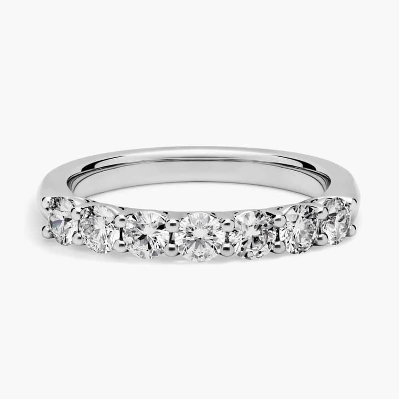 Seven Stone Low Dome Basket Lab-Grown Diamond Ring in 14k White Gold  (3/4 Ct. tw. - F-G / VS2-SI1)