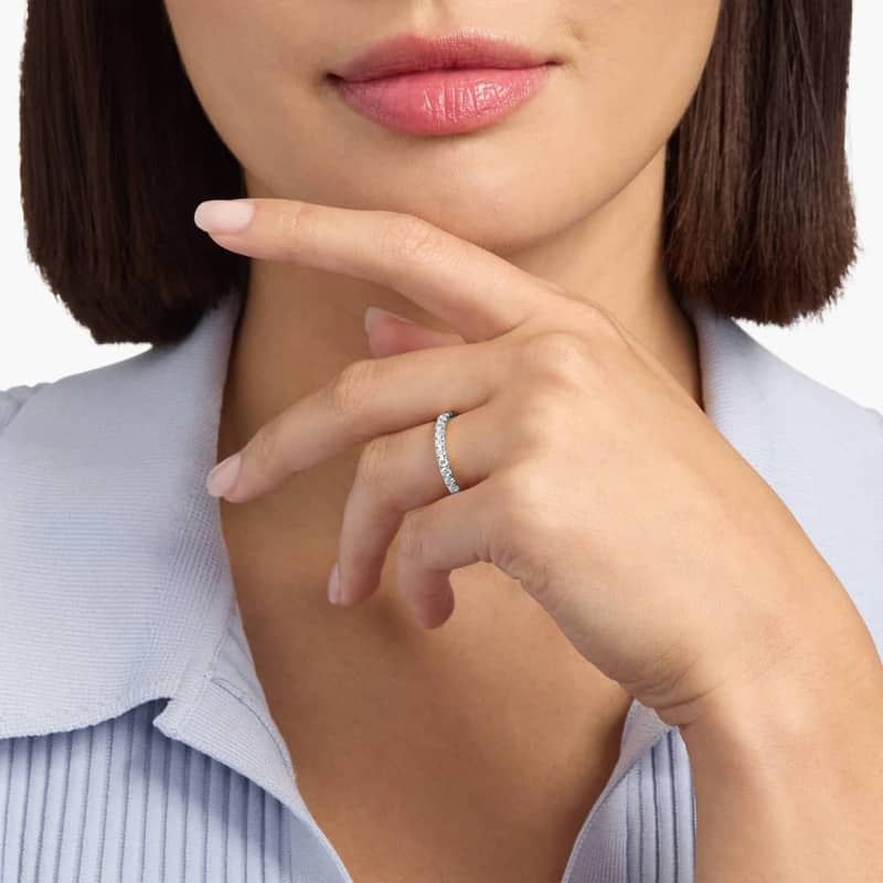 Riviera Pavé Lab-Grown Diamond Eternity Ring In 14K White Gold (1 Ct. tw. - F-G / VS2-SI1)