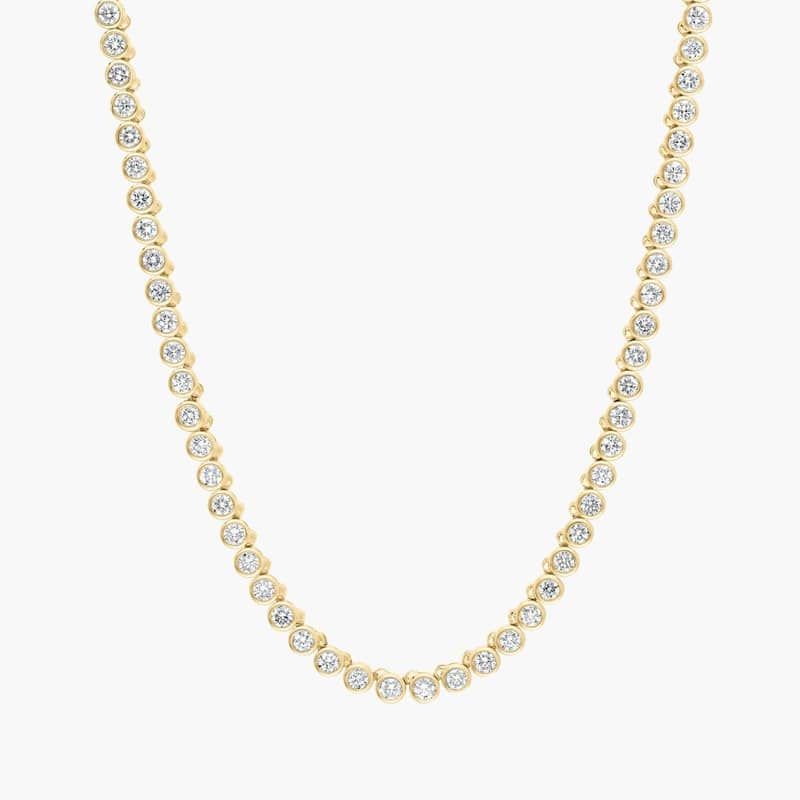 Bezel Tennis Necklace With 5 CTW Round Lab-Grown Diamonds in 14K Yellow Gold