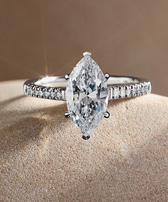 marquise cut diamond engagement ring in white gold